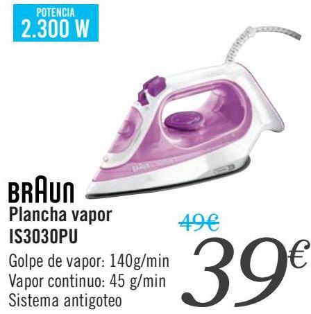 Oferta de Braun Plancha vapor IS3030PU  por 39€