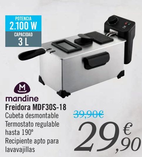 Oferta de Mandine Freidora MDF30S-18  por 29,9€