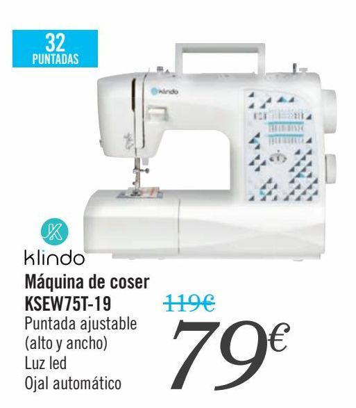 Oferta de Klindo Máquina de coser KSEW75T-19  por 79€