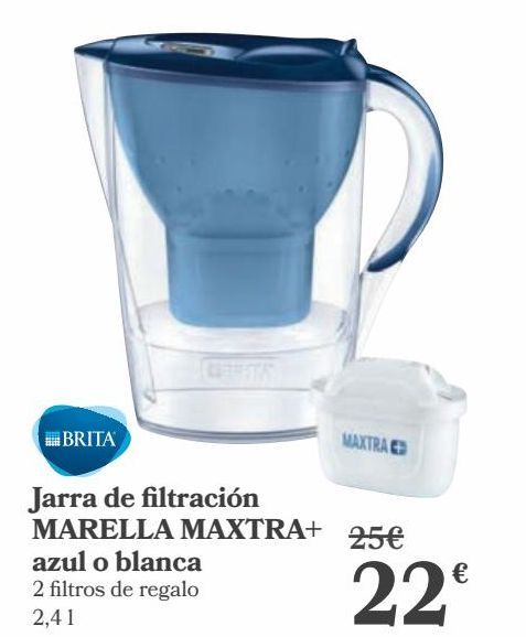 Oferta de Jarra con filtración MARELLA MAXTRA+ Azul o blanca  por 22€