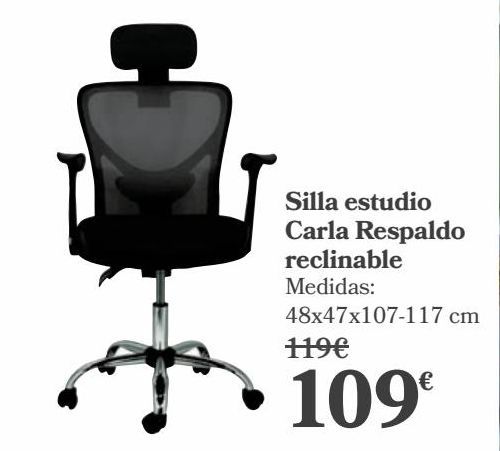 Oferta de Silla estudio Carla Respaldo reclinable  por 109€