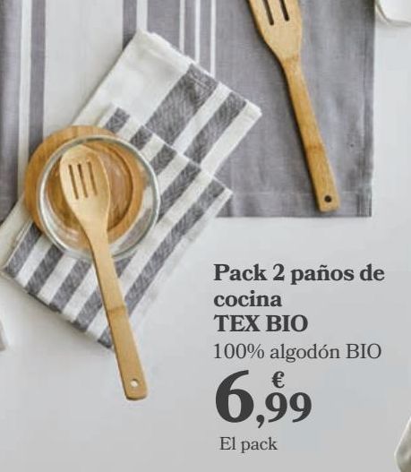 Oferta de Pack 2 paños de cocina TEX BIO  por 6,99€