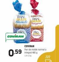 Oferta de PAN Linde  PAN inful  PA  Do COVIRAN  0.59  COVIRAN Pan de molde normal integral 809  ???  por 