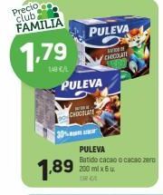 Oferta de Precio club  FAMILIA  PULEVA  CARE  1.79  PULEVA  CROCILAN  30  PULEVA Batido cacao cacao zero 200 ml x 6  1.89  por 