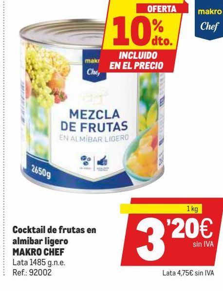 Oferta de Fruta en almíbar makro por 3,2€