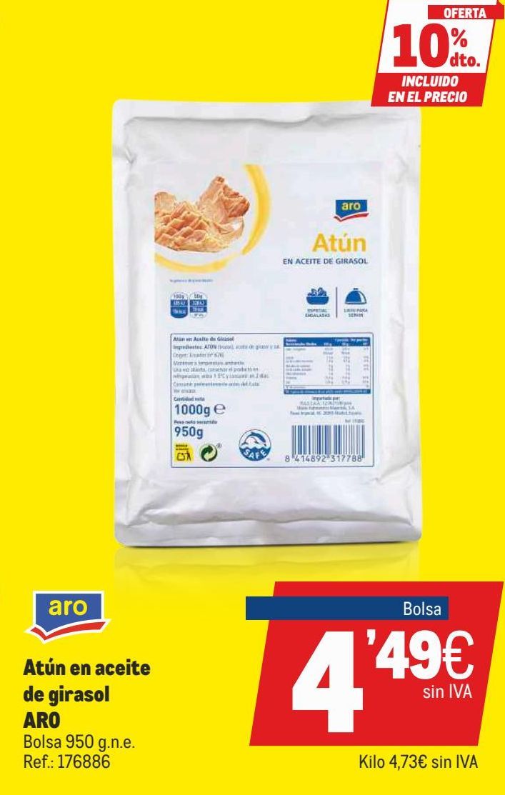 Oferta de Atún en aceite de girasol por 4,49€