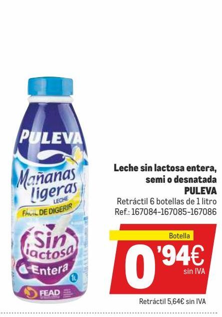 Oferta de Leche sin lactosa Puleva por 0,94€