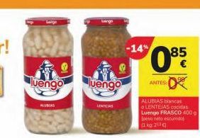 Oferta de -14%  085  Tuengo  Tuengo  ANTES DE  ALBA  LENTES  ALUBIAS Bancos OLENTE AS cocitas Luengo FRASCO 4000 pero no escudo 11 kg 2010  por 