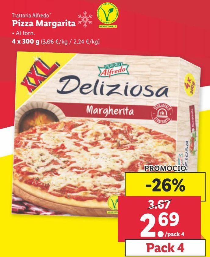Oferta de Pizza margarita Trattoria Alfredo por 2,69€