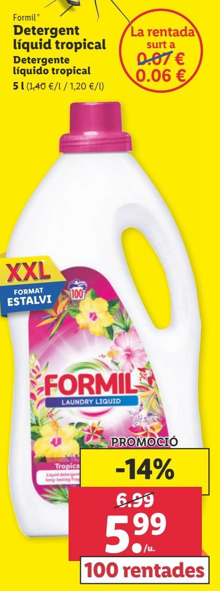 Oferta de Detergente líquido Formil por 5,99€