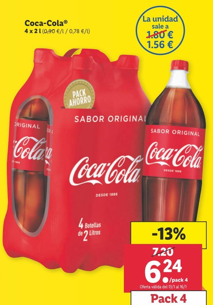 Oferta de Refresco de cola Coca-Cola por 6,24€