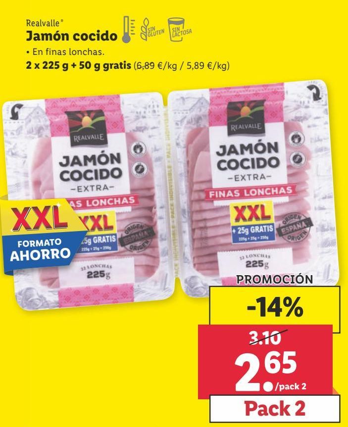 Oferta de Jamón cocido Realvalle por 2,65€