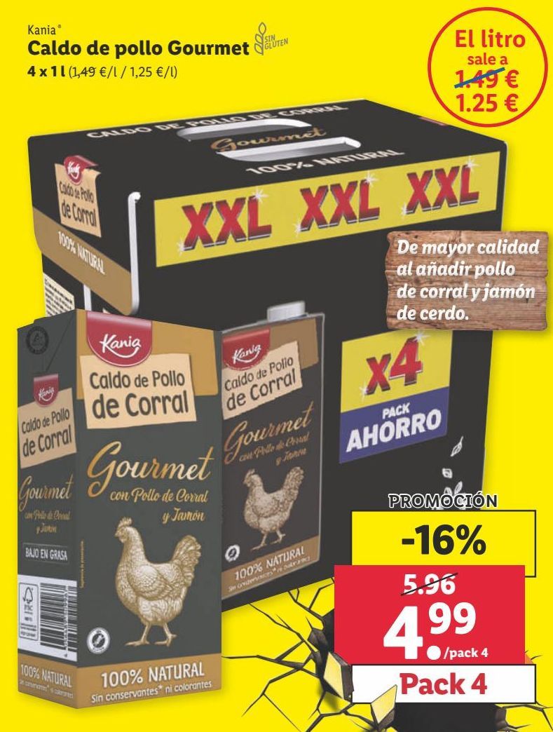 Oferta de Caldo de pollo Kania por 4,99€