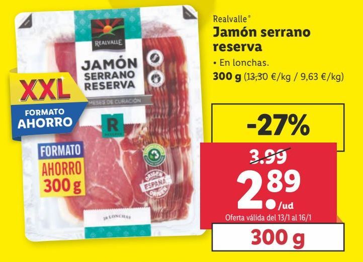 Oferta de Jamón serrano Realvalle por 2,89€