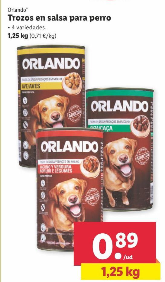 Oferta de Comida para perros Orlando por 0,89€