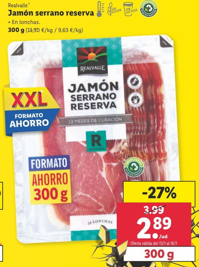 Oferta de Jamón serrano Realvalle por 2,89€