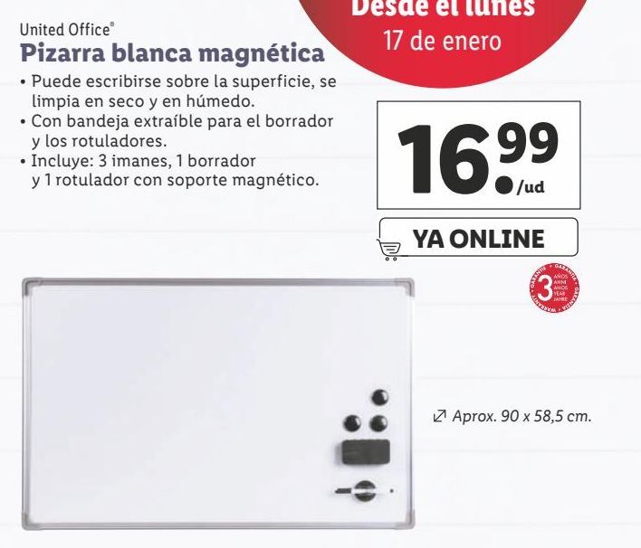 Oferta de Pizarra magnética United Office por 16,99€
