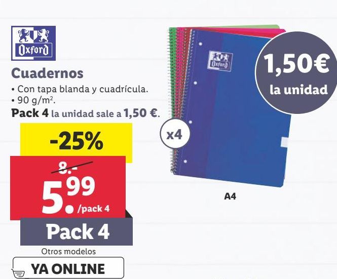 Oferta de Cuadernos Oxford por 5,99€