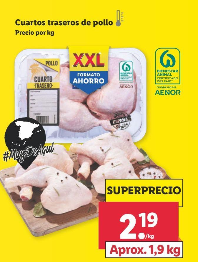 Oferta de Cuartos de pollo por 2,19€