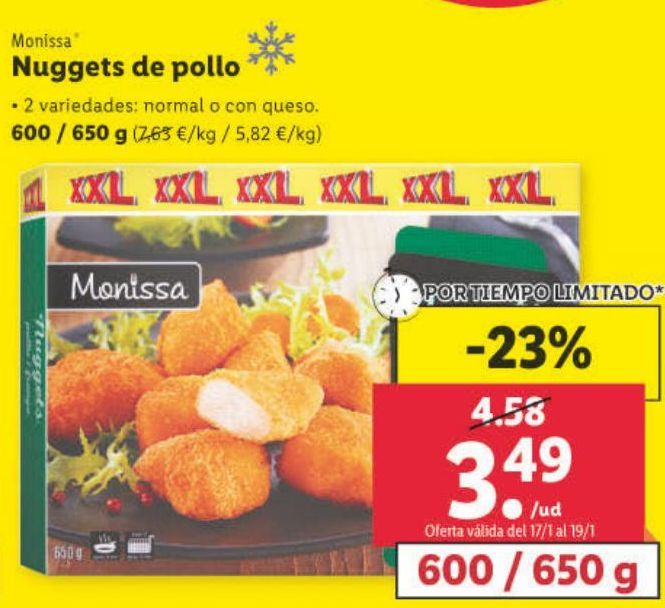 Oferta de Nuggets de pollo Monissa por 3,49€