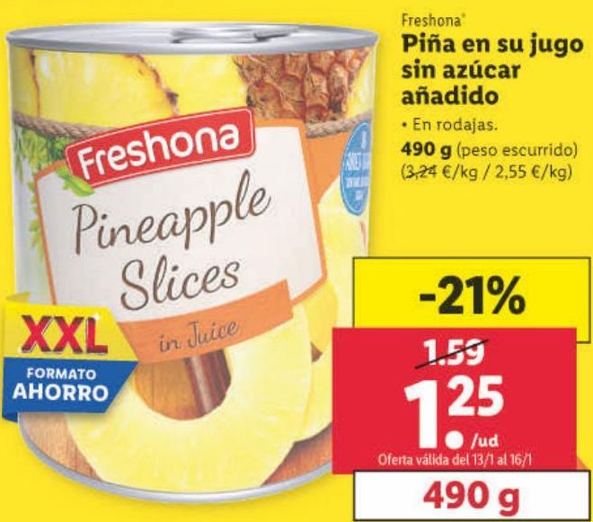 Oferta de Piña en almíbar Freshona por 1,25€