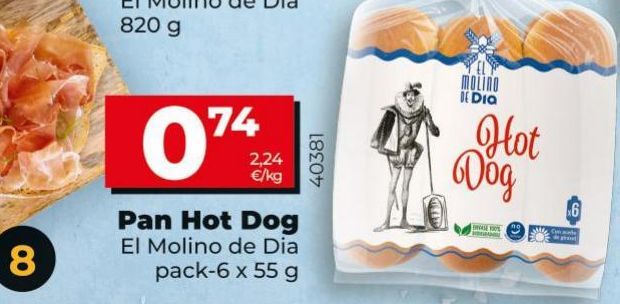Oferta de Pan de hot dogs Dia por 0,74€