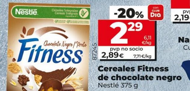 Oferta de Cereales Fitness Nestlé de chocolate negro por 2,89€