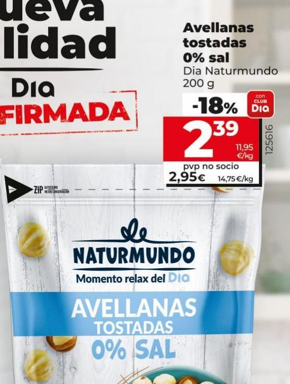 Oferta de Avellanas tostadas 0% Sal por 2,95€