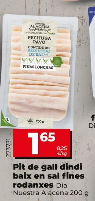 Oferta de Pechuga de pavo bajo en sal finas lonchas por 1,65€