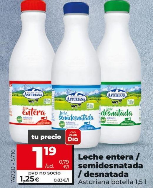 Oferta de Leche Asturiana por 1,25€