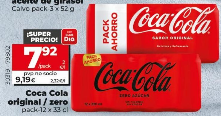 Oferta de Refresco de cola Coca-Cola por 9,19€