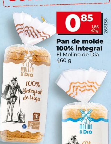Oferta de Pan de molde integral Dia por 0,85€