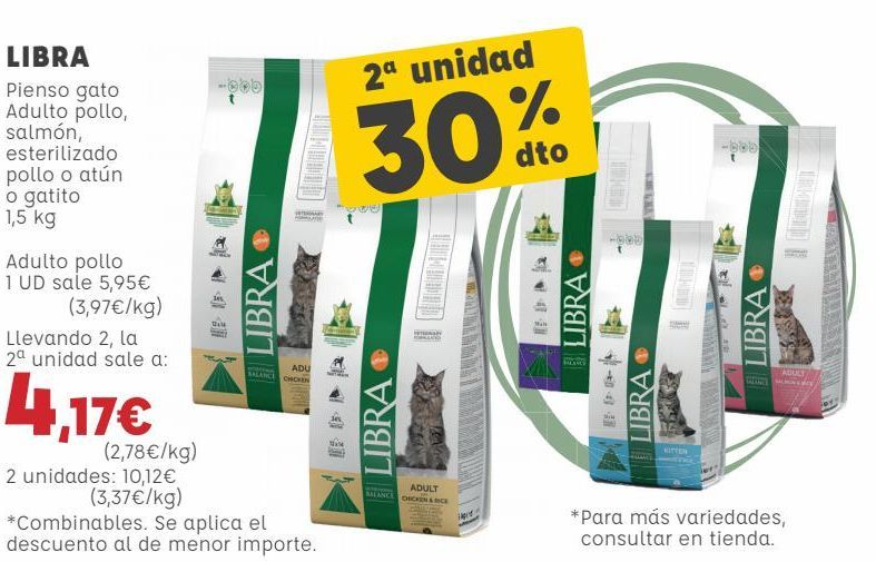 Oferta de LIBRA Pienso gato Adulto por 5,95€