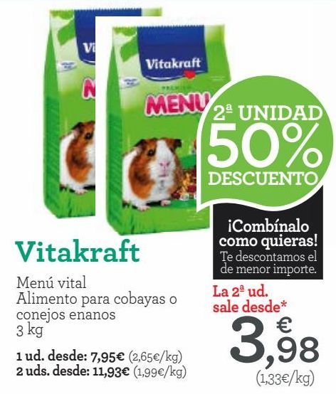 Oferta de Vitakraft Menú vital Alimento para cobayas o conejos enanos  por 7,95€
