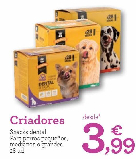 Oferta de Criadores Snack dental para perros pequeños, medianos o grandes  por 3,99€