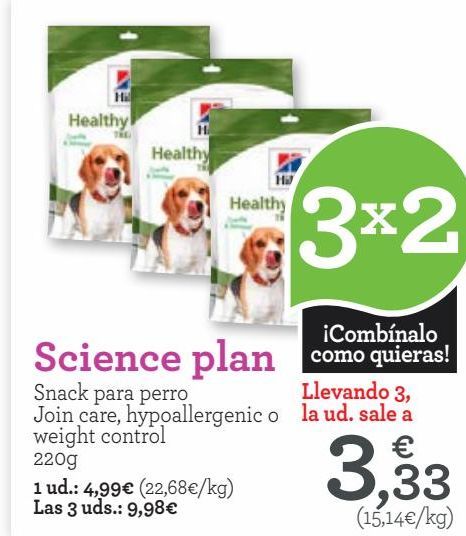 Oferta de Science plan Snack para perro Join Care, Hypoallergenic o weight control  por 4,99€
