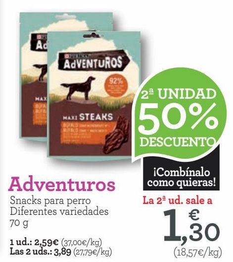 Oferta de Adventuros Snacks para perro Diferentes Variedades  por 2,59€
