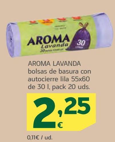 Oferta de AROMA LAVANDA bolsas de basura con autocierre lila por 2,25€