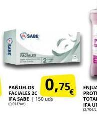 Oferta de SABE  SABE  CIALES  0,75  FACIALES 2C IFA SABE 150 uds (0,01/ud)  por 