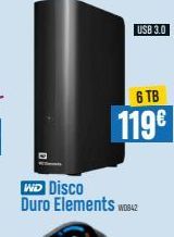 Oferta de USB 3.0  6 TB  119€  WD Disco Duro Elements wou  por 119€