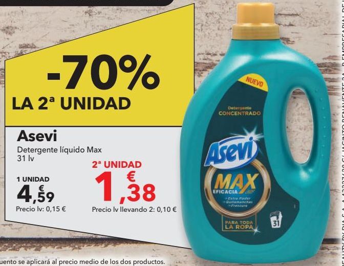 Oferta de Detergente líquido Asevi por 4,59€
