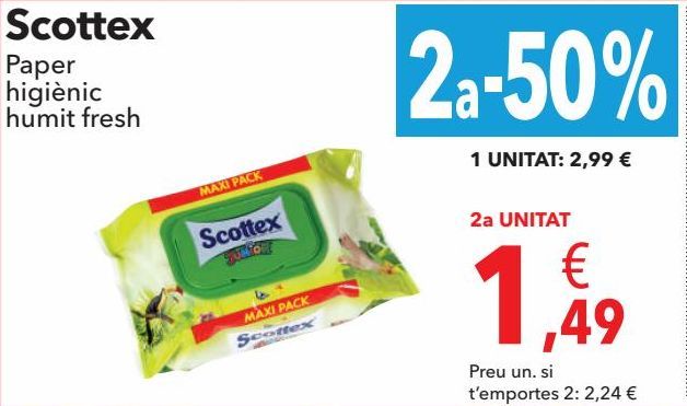 Oferta de Papel higiénico Scottex por 2,99€
