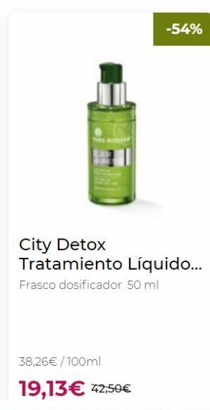Oferta de -54%  City Detox Tratamiento Líquido... Frasco dosificador 50 ml  38,26€ /100ml 19,13€ 42,50€  por 