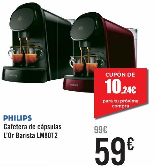Oferta de PHILIPS Cafetera de cápsulas L'Or Barista LM8012  por 59€
