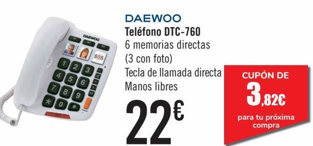 Oferta de DAEWOO Teléfono DTC-760  por 22€