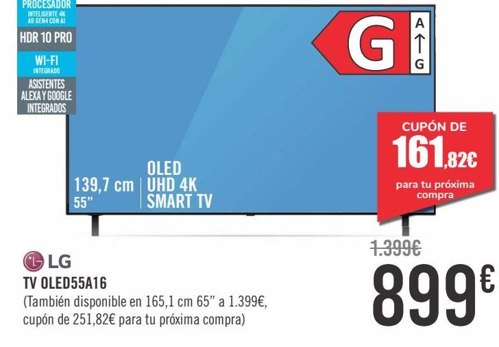 Oferta de LG TV OLED55A16 por 899€