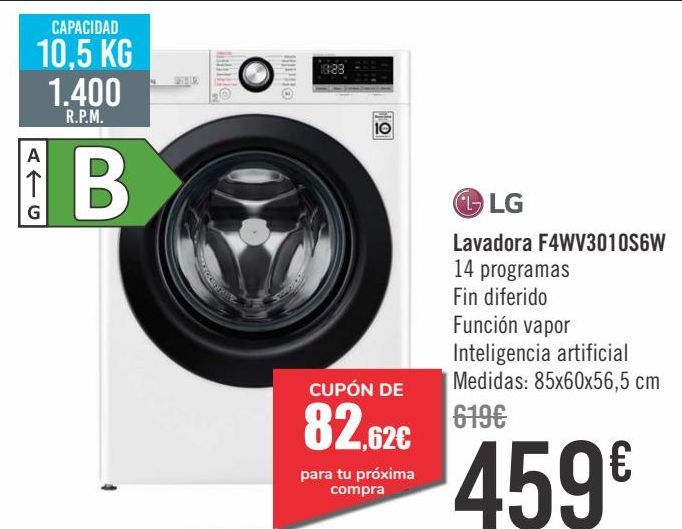 Oferta de LG Lavadora F4WW3010S6W  por 459€