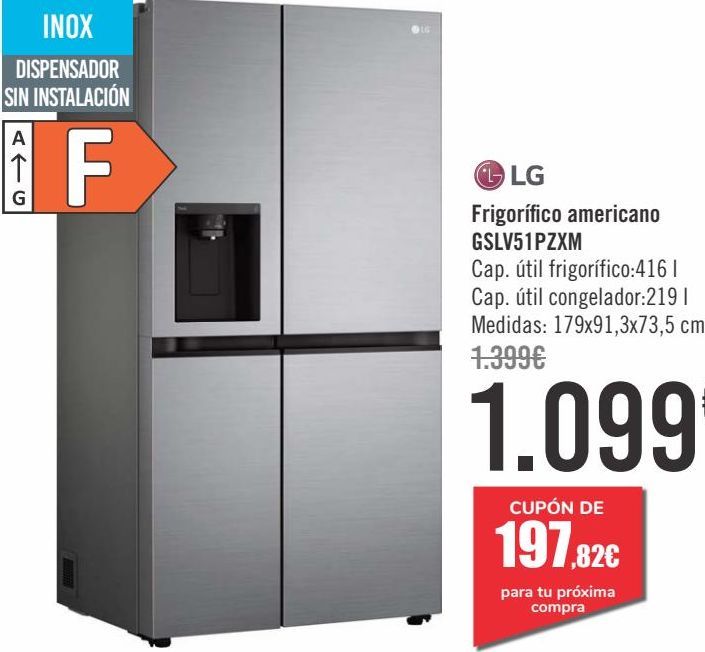 Oferta de Frigorífico LG americano GSLV51PZXM  por 1099€