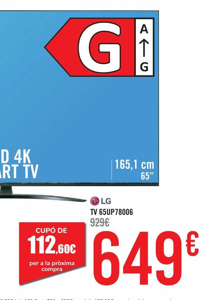 Oferta de LG TV 65UP78006 por 649€