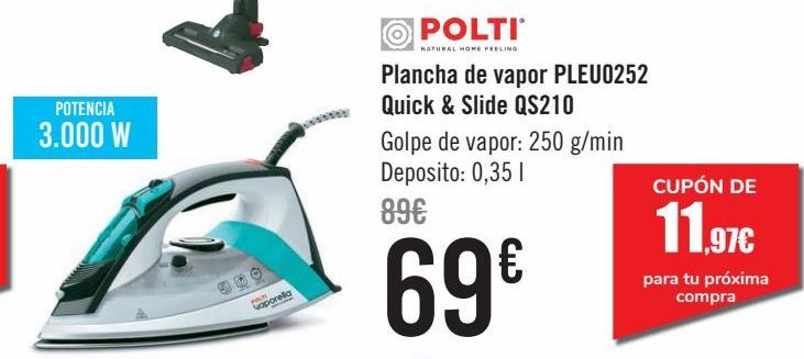 Oferta de POLTI Plancha de vapor PLEU0252 Quick & Slide QS210 por 69€